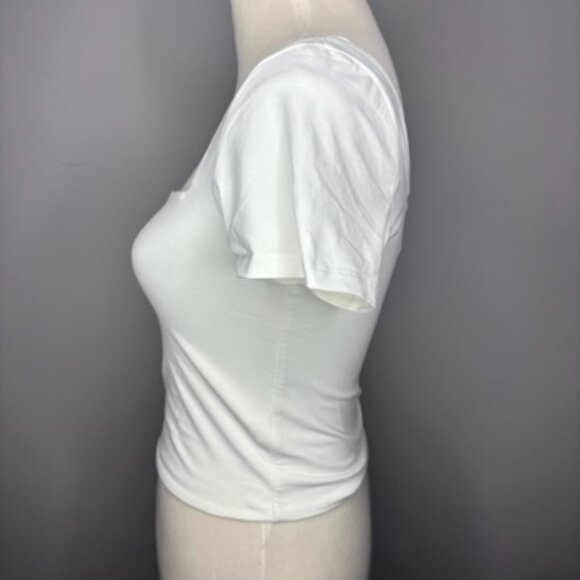 Babaton - White Crop Square Neck T-Shirt - Picture 4 of 4
